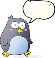 freehand drawn speech bubble cartoon penguin vector