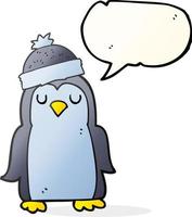 freehand drawn speech bubble cartoon penguin vector