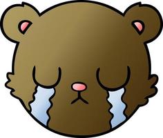 cara de oso de peluche de dibujos animados lindo llorando vector