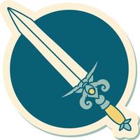 sticker of tattoo in traditional style of a dagger vector