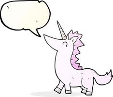 Discurso de burbuja dibujada a mano alzada cartoon unicornio vector