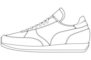 outline Cool Sneakers. Shoes sneaker outline drawing vector, Sneakers drawn in a sketch style. vector