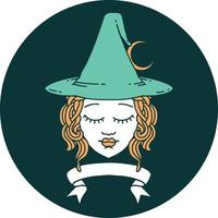 icon of human witch character with banner vector
