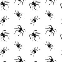 Spiders web seamless pattern. Vector spider isolated on white background. Halloween pattern.