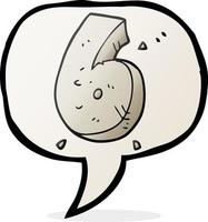 freehand drawn speech bubble cartoon stone number six vector