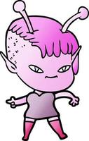cute cartoon alien girl vector