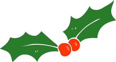 flat color illustration of christmas holly vector