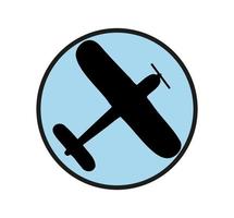 diseño de logotipo de avión de hélice con círculo azul aislado en blanco. muy único y diferente. apto para empresas y negocios de cualquier sector. pasos vectoriales 10 vector
