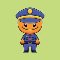 lindo policía espantapájaros monstruo dibujos animados garabato arte dibujado a mano concepto vector kawaii icono ilustración