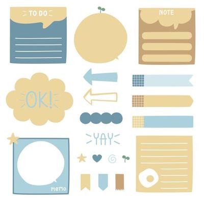 set of cute hand drawn, doodle text box with icon, speech bubble balloon, flat design, vector, illustration