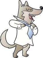 cartoon office wolf getting dressed vector