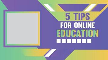 Editable Online Learning Tips Promotional Click Bait Video Channel Thumbnail Template vector