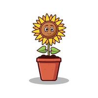 Cute sunflower cartoon character vector illustration.