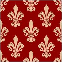 Beige and red seamless fleur-de-lis pattern vector