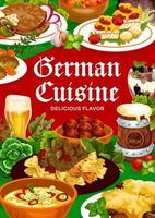 German cuisine restaurant menu cover, food dishes vector
