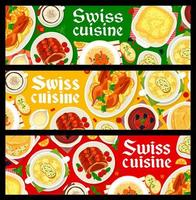 menú de cocina suiza comidas vector banner horizontal