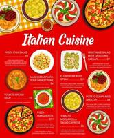 Italian cuisine restaurant meals menu template vector