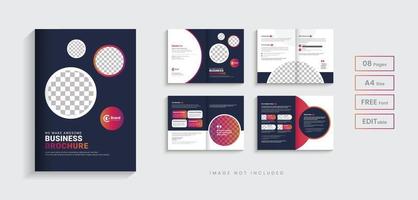 Corporate company profile annual report brochure design, 8 pages modern business minimal multipage bifold brochure editable layout vector template