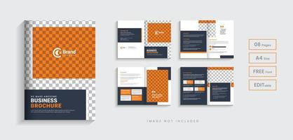 diseño de folleto de informe anual de perfil de empresa corporativa, plantilla de vector de diseño editable de folleto bifold multipágina mínimo de negocio moderno de 8 páginas