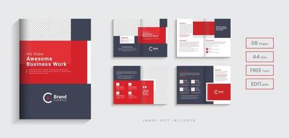 Corporate company profile annual report brochure design, 8 pages modern business minimal multipage bifold brochure editable layout vector template