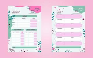 Templates for weekly and monthly planners. Business organizer page.Vector illustration of stationery vector