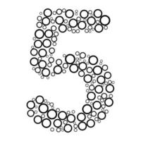 Number 5 with dot style for coloring book vector