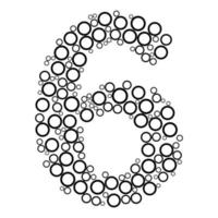 Number 6 with dot style for coloring book vector