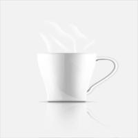 Realistic ceramic white cup with Thai benjarong pattern isolated on transparent background. Vector template for Mock Up. Vector illustration