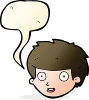 cartoon happy boy s face with speech bubble vector