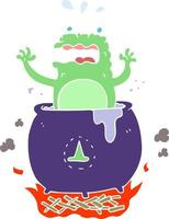 flat color illustration of funny halloween toad vector