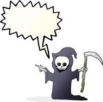 freehand drawn speech bubble cartoon death with scythe vector