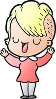 cute cartoon girl with hipster haircut vector