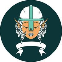 icon of elf fighter character face with banner vector