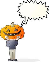 freehand drawn speech bubble cartoon pumpkin head halloween costume vector