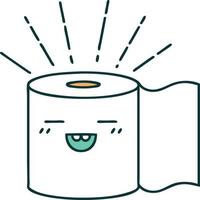 illustration of a traditional tattoo style toilet paper character vector