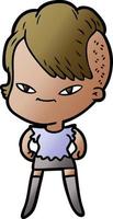 cute cartoon girl with hipster haircut vector