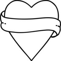 tattoo in black line style of a heart and banner vector