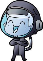 astronauta de dibujos animados feliz vector