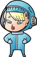 cartoon astronaut woman vector