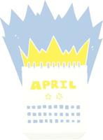 flat color illustration of calendar showing month of April vector