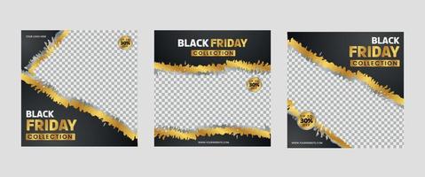 Set Of Black Friday Social Media Post Template. Digital marketing and sales promotion on black friday. Product sale advertising banner. vector