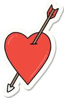 sticker of tattoo in traditional style of an arrow and heart vector