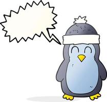 freehand drawn speech bubble cartoon penguin vector