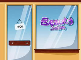 Beauty Salon Business Window Entrance Background. Vector Illustration