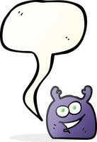 freehand drawn speech bubble cartoon little alien vector