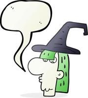 freehand drawn speech bubble cartoon witch head vector