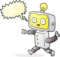 freehand drawn speech bubble cartoon little robot vector