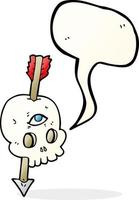 freehand drawn speech bubble cartoon magic skull with arrow through brain vector
