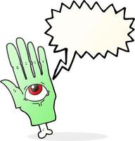 freehand drawn speech bubble cartoon spooky eye hand vector