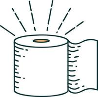 illustration of a traditional tattoo style toilet paper vector